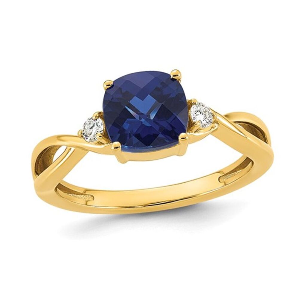 1.95 Carat (ctw) Lab-Created Blue Sapphire Ring 14K White Gold (SIZE 7)